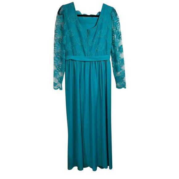 Handmade VTG Lace Dress SZ 10 Long Romantic Feminine Floral Cottagecore Fairy - Picture 2 of 16